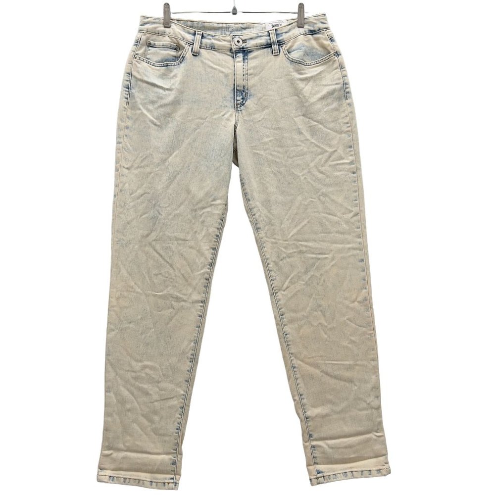 INC Women's Straight Mid Rise Jeans Sz 12/31 NWT LT Indigo Acid Wash Denim 0110